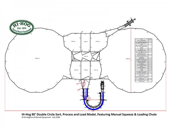 Let Hi-Hog Custom Design The Cattle Handling System That Works for You! custom cattle handling system design from hi-hog farm and ranch equipment featuring a double circle sorting corral.