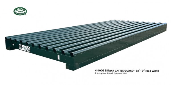 Heavy duty cattle guard texas gate manufactured in algary alberta by hi hog farm and ranch equipment finished in durable hi hog green