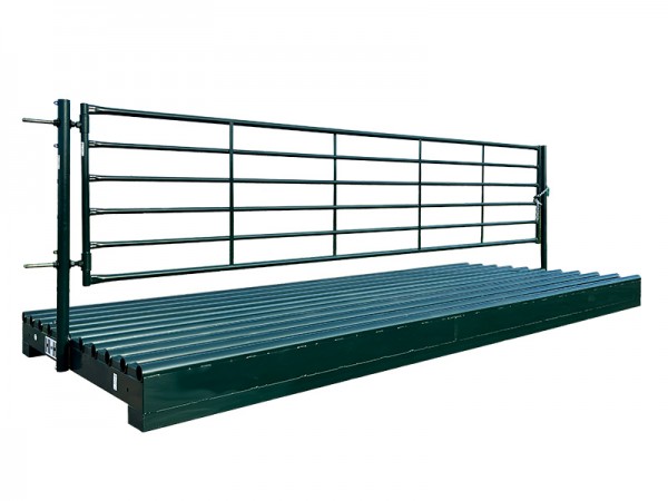 Engineered cattle guard texas gates provide heavy duty lease site protection with green finish manufactured by Hi-Hog oilfield equipment.