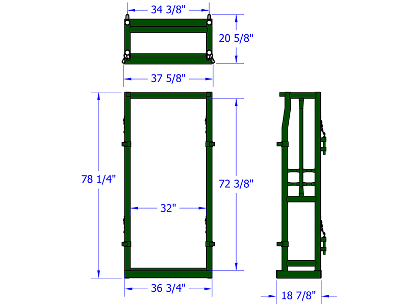 Working Dimensions of Hi-Hog cattle squeeze extension