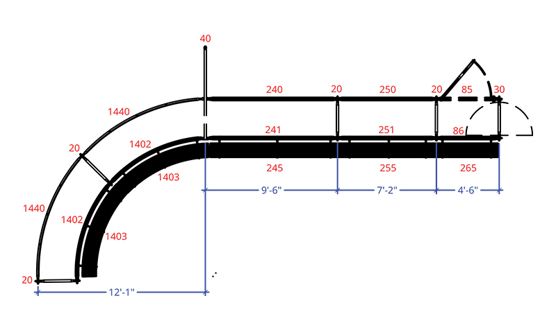 Sample 32" wide, fixed width, cattle handling alley