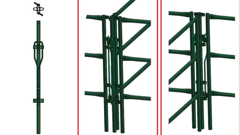 Add a four-way post to combine your portable horse corral panels