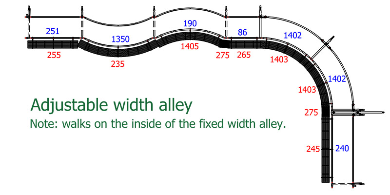 Walkways for Hi-Hog's adjustable alley