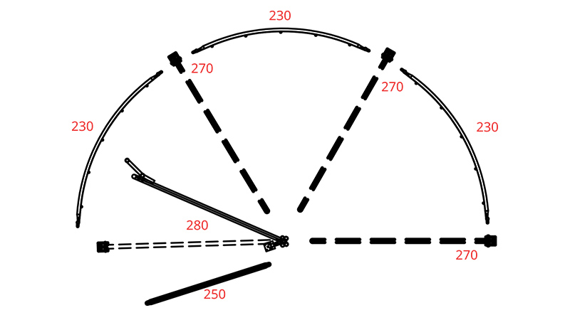 Exploded view of half circle crowding tub with item 250