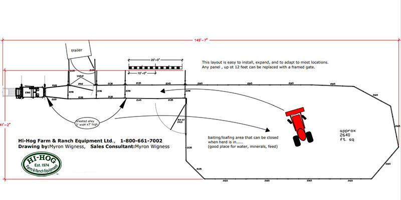 A drawing of a bison handling system