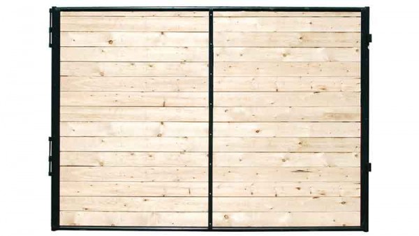 Our all plank partition frames come standard in 10′ and 12′ lengths A steel frame for a horse stall manufactured by Hi-Hog