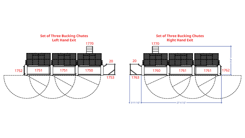 Hi Hog Bucking Chutes Three Section Plan View