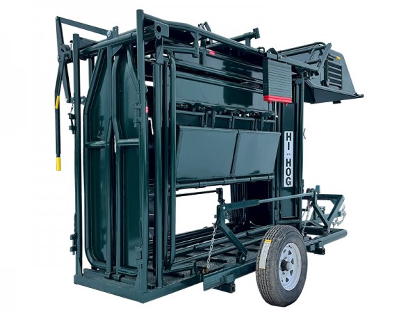 If your Squeeze Chute is pre-2024 Lifting Brackets will need to be welded to your Squeeze Chute a bison squeeze chute on Hi-Hog's transport trailer