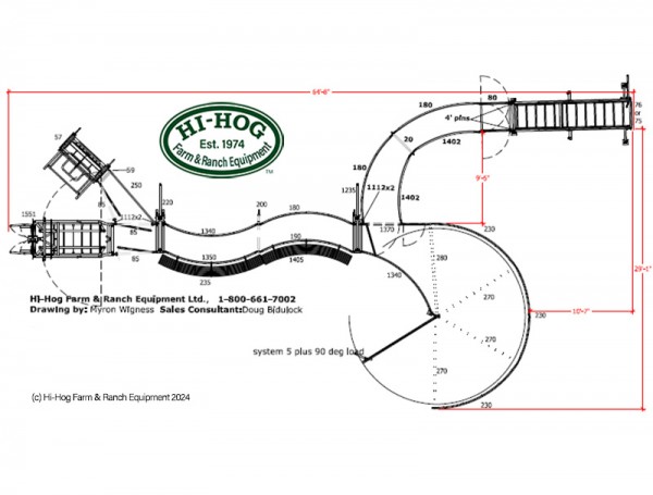 The Only Livestock Loading Chute You Need A plan drawing of a Hi-Hog Cattle handling system that includes the option for a load out.