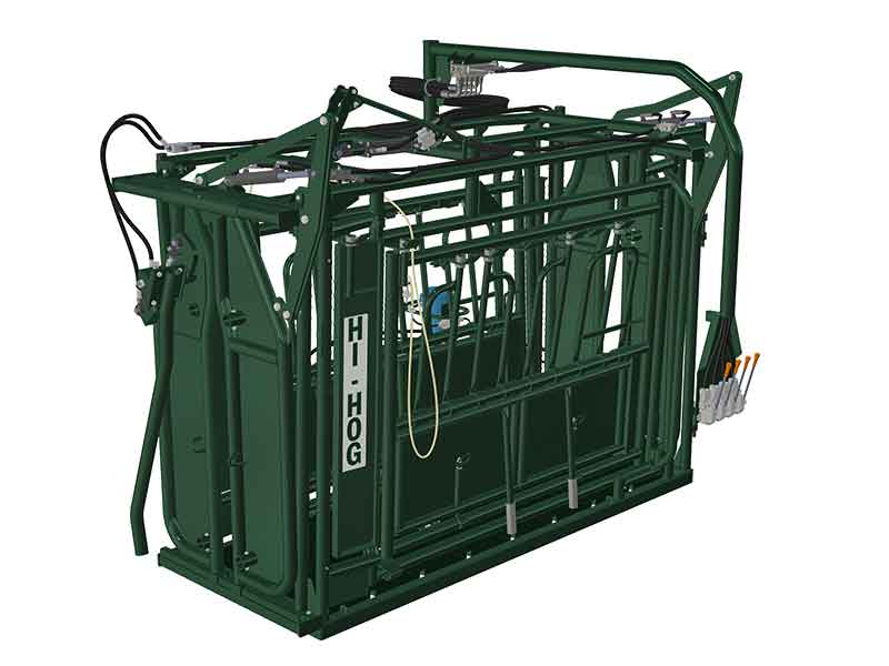 Hydraulic cattle squeeze chute with optional head sweep