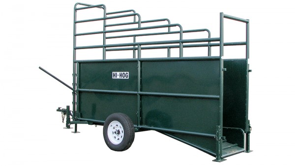 Move the chute where you need it—ideal for yard, pasture, or remote handling setups. Portable cattle loading chute by Hi-Hog with adjustable height and steel frame for safe livestock handling