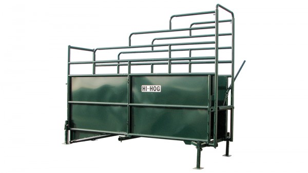 Loading cattle shouldn’t slow you down or create unnecessary stress loading chute showing ramp angle, side panels, and heavy-duty steel construction manufactured by hi-hog ranch equipment