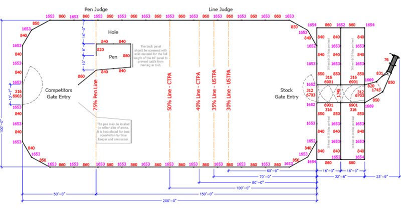 Hi-Hog sample team penning arena with stock pens for multiple groups of cattle