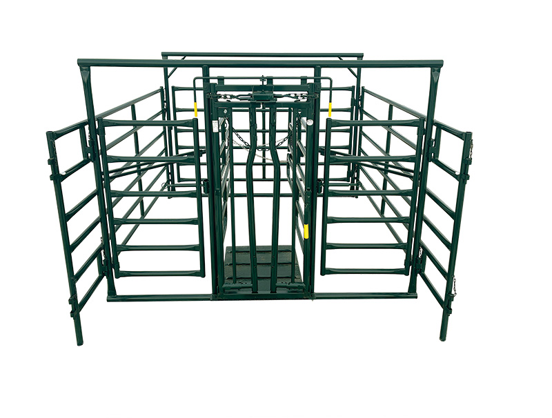 The Hi-Hog front frame centers the head gate in the pen. This positioning offers unrestricted access to all parts of the cow. An enclosure for the birthing of calves