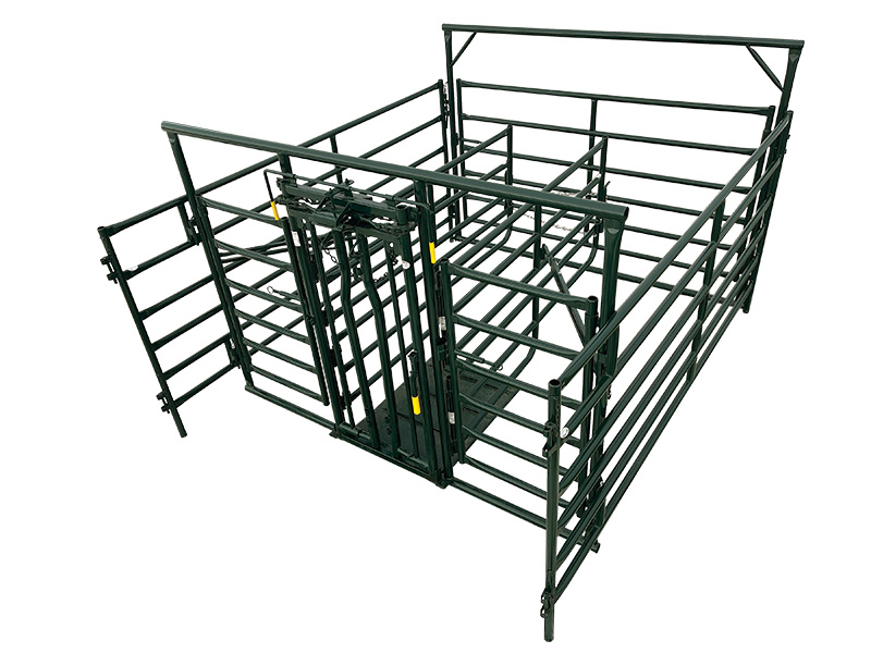 The six rails on the panel are spaced closer at the bottom to keep young calves contained. A pen used for the safe birthing of calves