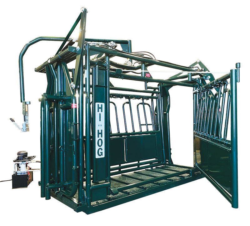 The Side Access Doors release for easy Sorting Left or Right Hydraulic Squeeze Chute for Catching Cattle