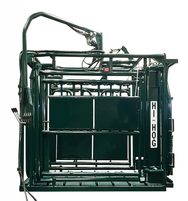 Both the Front and Rear Hoof Access Panels Safely Lock Flat Against The Body Hydraulic Squeeze Chute for Catching Cows