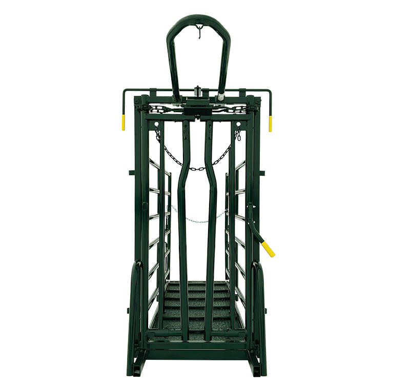 The Calving / Trimming Chute comes with Hi-Hog's rugged #110 Self-Catch Headgate. Walk the cattle into the set headgate and the forward motion will positive lock the cattle's head. Cattle Chute used for Grooming Cattle for shows and also For Birthing Calves.