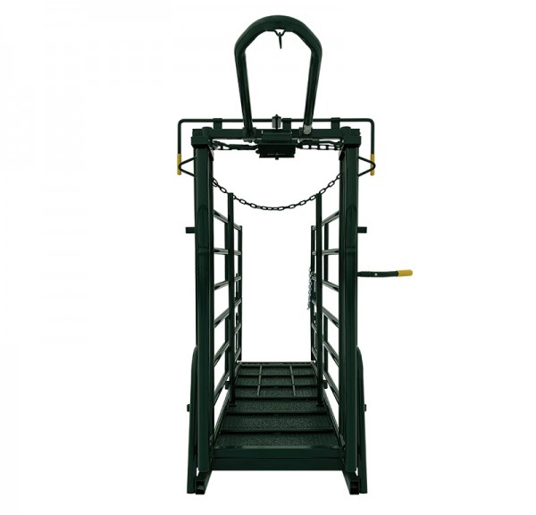 The #110 Calf Headgate is included with the #1130 Calving Enclosure and the #125 Calving / Trimming Chute. It is shown with the optional #126 Head Tie A headgate that can be used for capturing cattle.