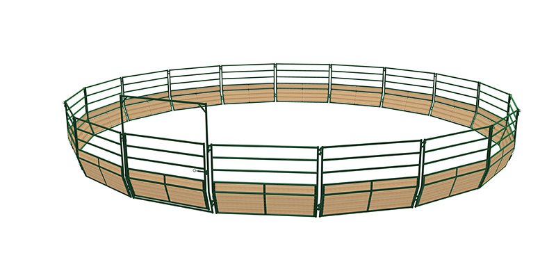 The round pen supports focused interaction, helping handlers refine body language and voice cues without distractions. Equine Round Pen Manufactured by Hi-Hog Farm & Ranch Equipment