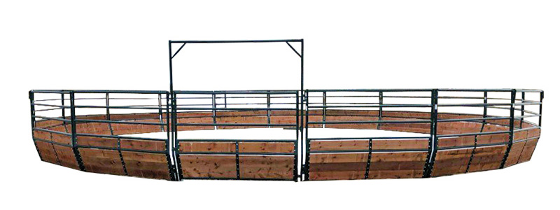 The enclosed circular design allows the horse to move freely while preventing runaway behavior—ideal for groundwork, free lunging, and liberty work. An equine round pen manufactured by Hi-Hog Farm & Ranch Equipment