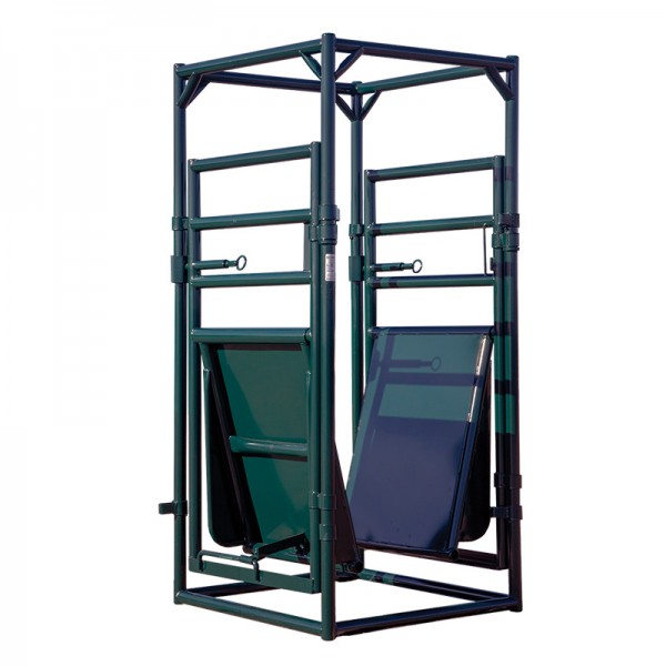 Full acess to the rear of the animal and your cattle handling system A metal cage for animal and system access manufactured by Hi-Hog Farm & Ranch Equipment