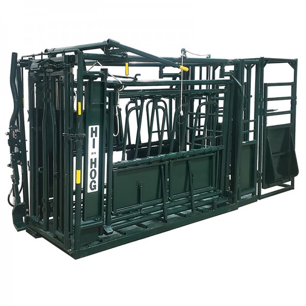 Hi-Hog has designed all it's Cattle and Calf handling system with common connectors for easy addition to the system. A Hi-Hog Cattle Squeeze Chute design for the safe confinement of cattle for veterinarian care.