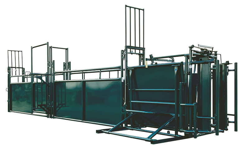 Mid and end alley spreader gate options include the Side Tilt gate with greater head clearance An alley leading to a calf treatment table